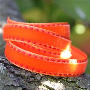 Velvet Saddle Stitch Ribbon - Orange/Orange